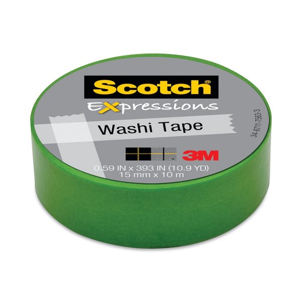 Scotch Expressions Washi Tape, 0.59" x 32.75 ft, Green C314-GRN